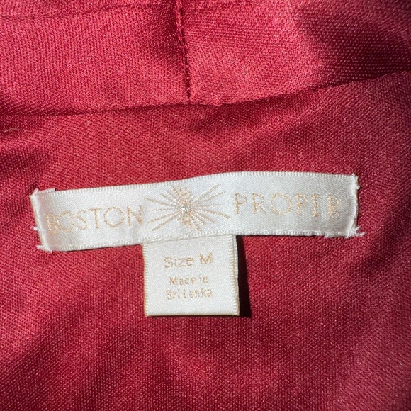 BOSTON PROPER Burgundy V-Neck Cold Shoulder Fit Fare Peplum Blouse Size M GUC - Picture 11 of 13